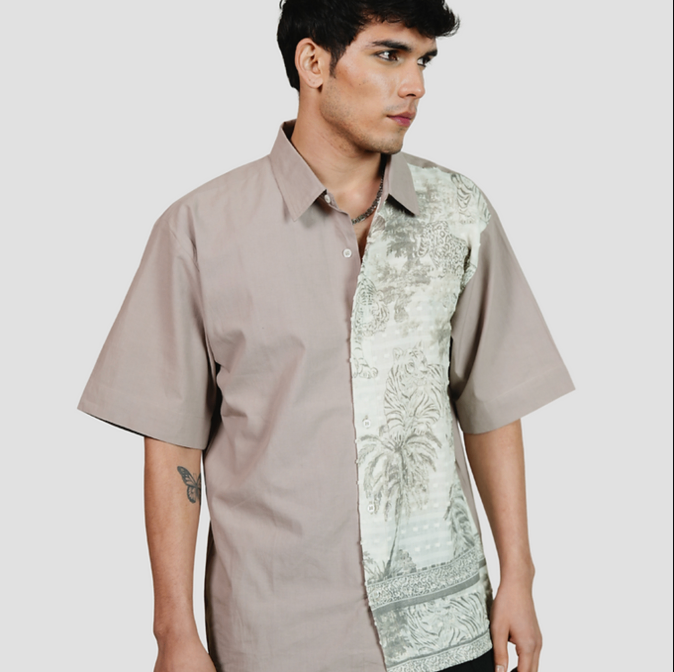 Tiger Print Shirt - Handwork Panel