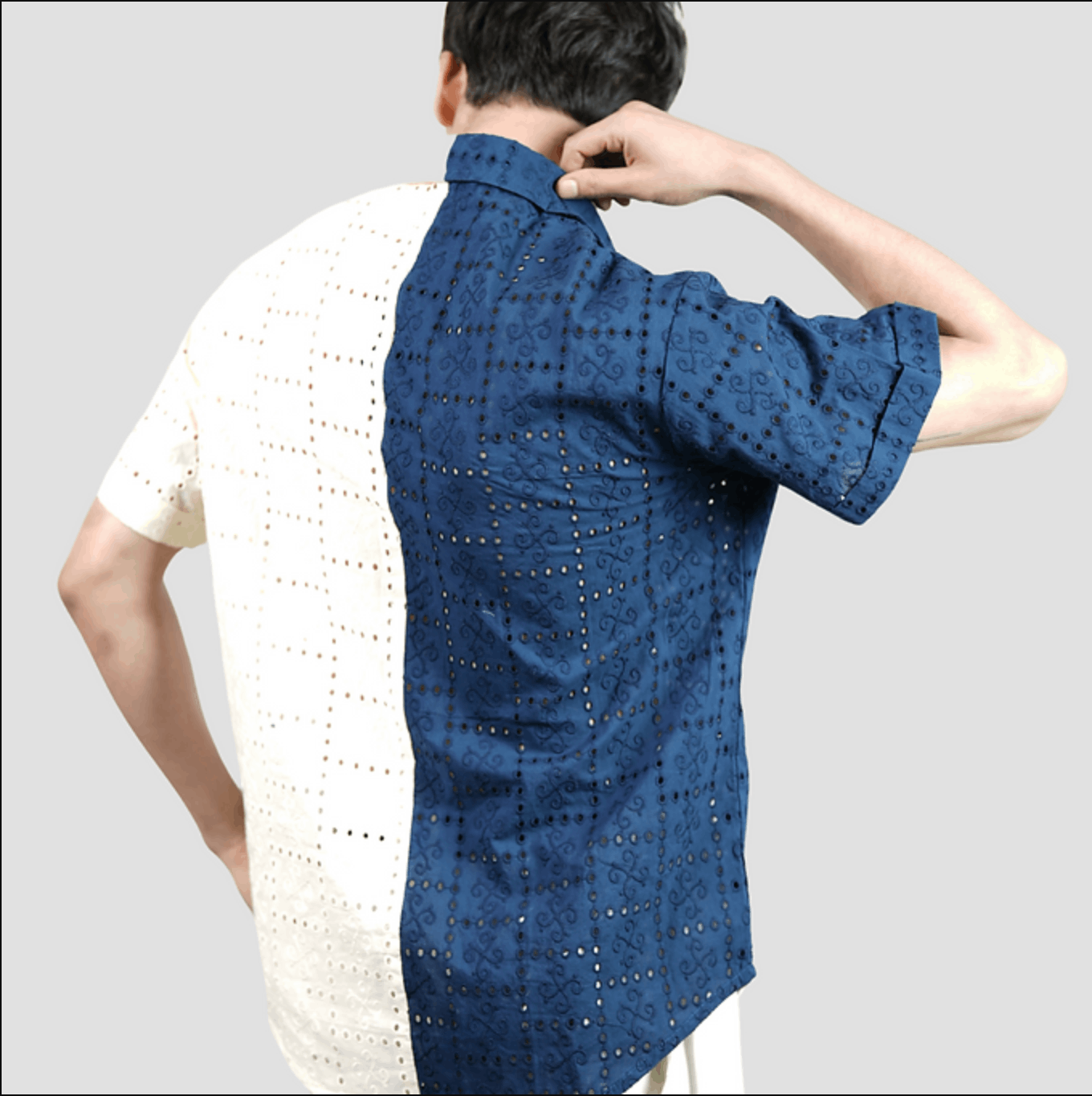 HnH Shirt - Half and Half Chikannkari Shirt