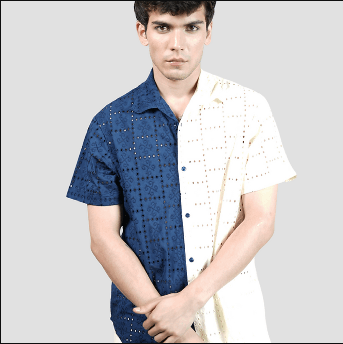 HnH Shirt - Half and Half Chikannkari Shirt