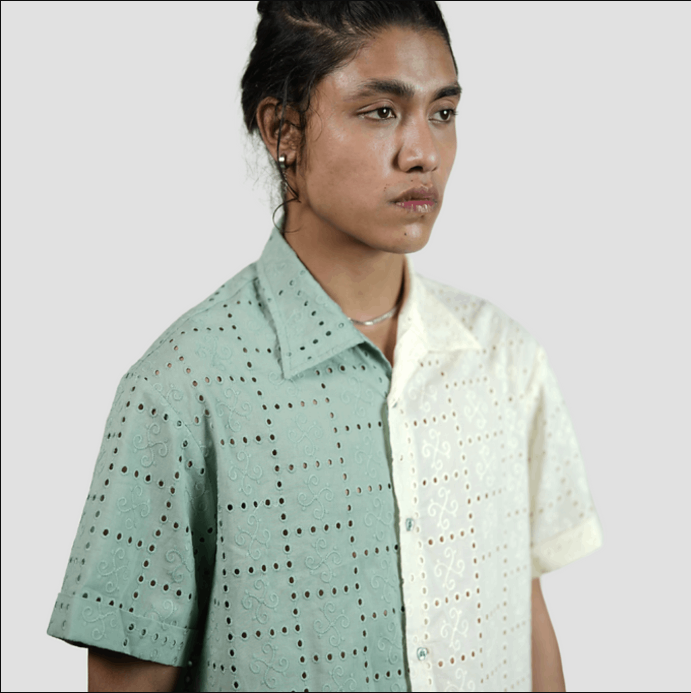 HnH Shirt - Half and Half Chikannkari Shirt