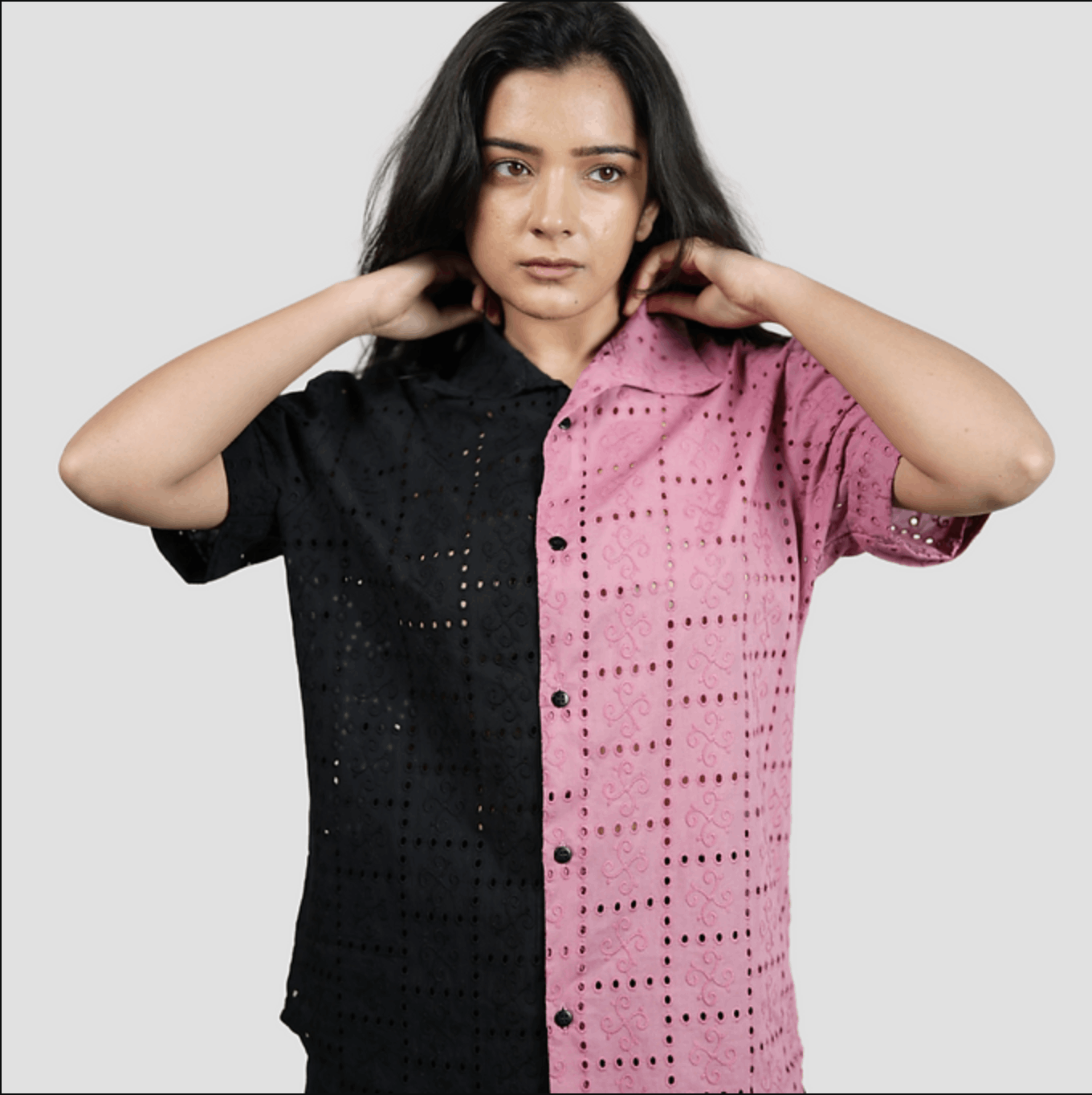 HnH Shirt - Half and Half Chikannkari Shirt