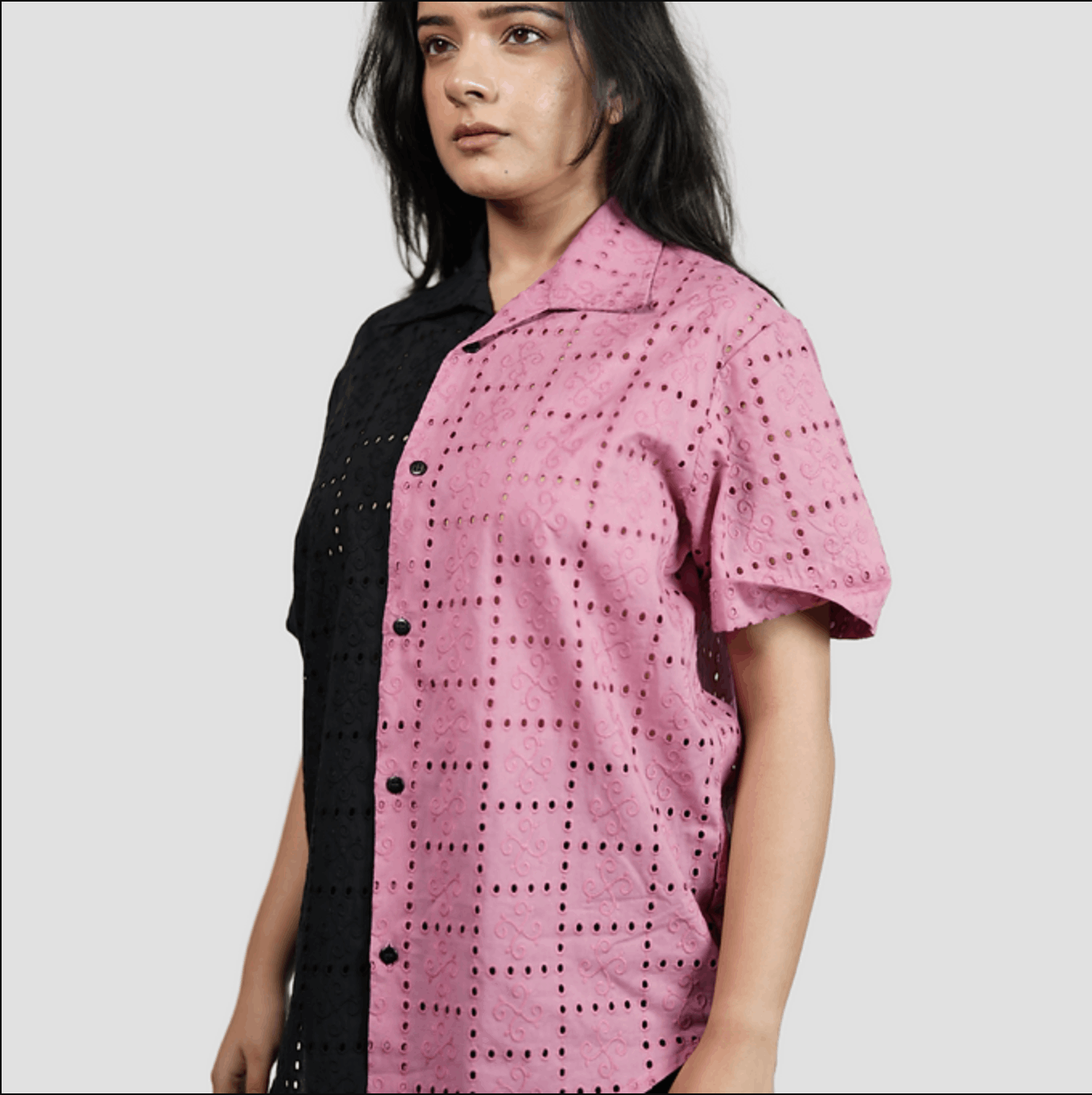 HnH Shirt - Half and Half Chikannkari Shirt