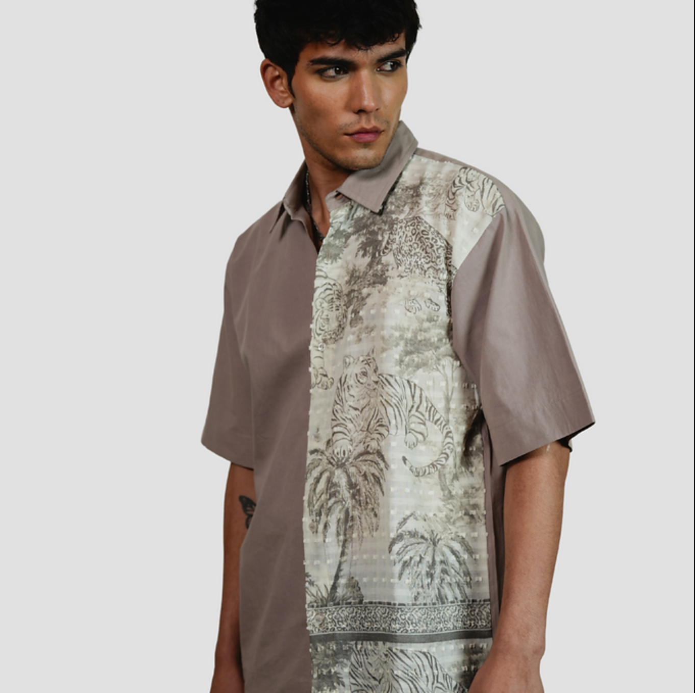 Tiger Print Shirt - Handwork Panel