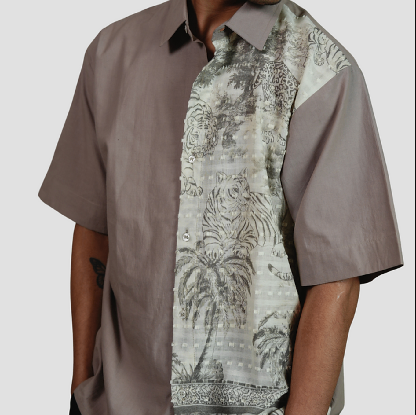 Tiger Print Shirt - Handwork Panel